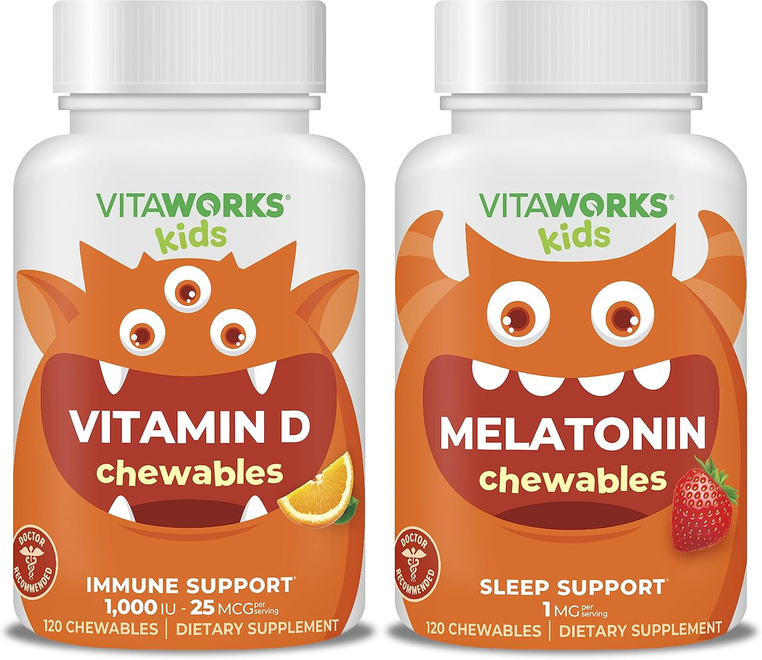 Kids Vitamin D3 1000 IU Chewables + Melatonin 1Mg Chewables Bundle