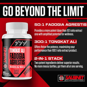 2400Mg Fadogia Agrestis Tongkat Ali Supplements - Third Party Tested - 1400Mg Fadogia Agrestis & 1000Mg Tongkat Ali, Maximum Strength, Muscle Mass & Athletic Performance, 2 Packs