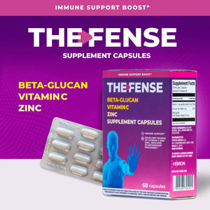 THE-FENSE - Beta Glucan, Vitamin C and Zinc Supplement Capsules - Immune Support Boost for Women and Men - Gluten Free, Lactose Free, Non-Gmo - 60 Capsules.