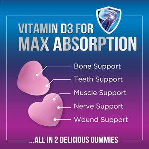 Sugar Free Calcium Gummy Bites plus 400 IU Vitamin D3, Bone Health & Immune Support, Supports Bone Strength - Chewable Calcium Nutrition Supplement, Non-Gmo, Berry Flavor Chews - 60 Gummies