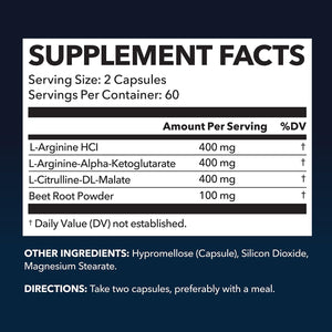 L Arginine L Citrulline Nutritional Supplements NO Nitric Oxide Booster | Stamina Endurance Performance for Workouts | 2 Months Supply of L Arginine 500Mg Nitric Oxide Pills for Men | 120 Capsules