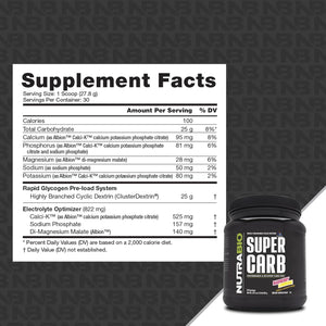 Nutrabio Super Carb - Complex Carbohydrate Supplement Powder - Cluster Dextrin and Electrolytes for Performance Enhancement & Muscle Recovery - Pineapple, 30 Servings