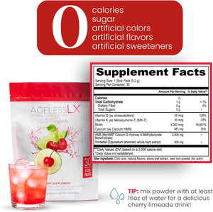 Powder Supplement for Women - with HMB Collagen Enhancer plus Vitamin D3 with K2, Horsetail and Biotin for Lean Muscle and Stronger Hair and Nails - 30 Powder Packets, Cherry Limeade