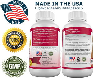 Amazing Cranberry for Dogs Pet Antioxidant, Urinary Tract Support Prevents and Eliminates UTI in Dogs, 120 Chews