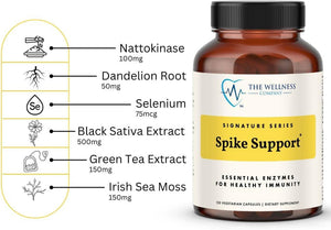 The Wellness Company Original Spike Support Formula Supplement | 120 Capsule 2 Month Supply | Natural Immunity Booster with Herbal Extracts | Vegan, Non-Gmo, Gluten-Free