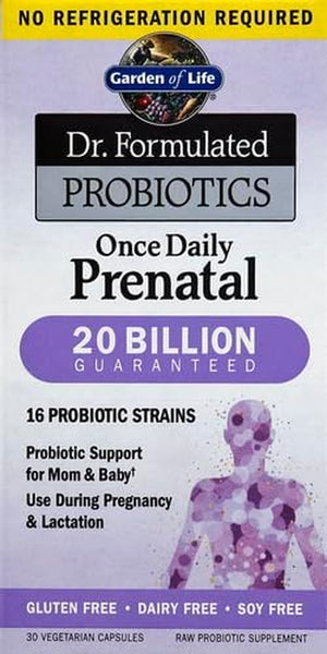 '- Dr. Formulated Probiotics Once Daily Prenatal - Acidophilus and Bifidobacteria Probiotic Support for Mom and Baby - Gluten, Dairy, and Soy-Free - 30 Vegetarian Capsules