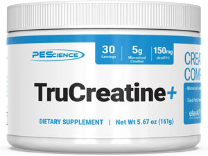 Pescience Trucreatine+, Pure Creatine Monohydrate and Elevatp Powder, 30 Servings