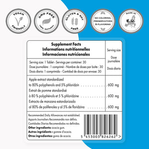 '- Apple Polyphenols Supplement 600Mg per Day (High Strength 80% Polyphenols) - Apple Extract | Non-Gmo & Gluten Free - 30 Tablets