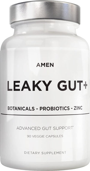 Leaky Gut Supplements - Advanced Formula with Bioavailable L Glutamine, Zinc, Turmeric, Licorice Root - Bowel and Stomach Probiotics & Fermented Prebiotics - Vegan, Non-Gmo - 90 Capsules