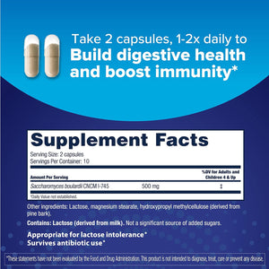 Probiotics for Digestive & Immune Health, 20 Capsules, Probiotics for Women & Men, 1 Probiotic Worldwide, Flush Out Bad Bacteria & Boost the Good with Our Strain Saccharomyces Boulardii