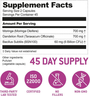 Bacillus Subtilis Spore Based Probiotic — High Potency Strain with Prebiotic for Balanced Belly | Daily Gut Health & Microbiome Support for Family | 6 Billion CFU per Day | 180 Vegetarian Capsules