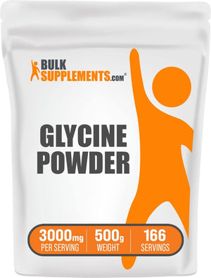 Bulksupplements.Com Glycine Powder - L-Glycine Powder, Glycine Supplements, Glycine 3000Mg - Glycine Amino Acid, Pure & Gluten Free - 3000Mg per Serving, 500G (1.1 Lbs) (Pack of 1)