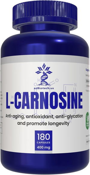 L-Carnosine 400Mg Capsules, 180 Count, L-Carnosine Supplement for Immune Support, Cellular Health, Energy Production, and Performance Enhancement