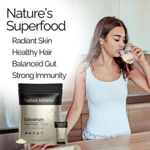 Colostrum Supplement for Gut Health, Grass Fed Colostrum Powder, Pure 50% Igg, Skin & Hair, Recovery, Immunity, Digestion - Unflavored, 30 Serving Packets