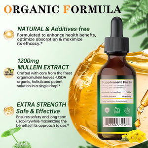120ML Organic Mullein Drops for Lungs - Mullein Leaf Extract Supplement - Respiratory Health Support - as Liquid, Tincture, Tea