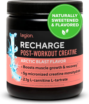 LEGION Recharge Post Workout Drink - Micronized Creatine Monohydrate Natural Post Workout Recovery Drink - Muscle Builder & Recovery Booster Post Workout Supplements (Sour Candy, 30 Servings)