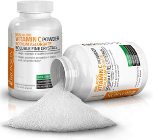 Non Acidic Vitamin C Powder Sodium Ascorbate Non GMO Soluble Fine Crystals - Healthy Immune System, Antioxidant and Cell Protection - 1 Pound (16 Oz, 454 Grams)