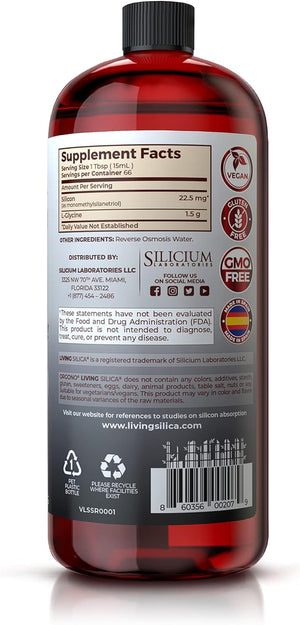 Living Silica Sports Recovery | Vegan Joint Recovery | Pre & Post Workout Recovery Supplement | Supports Tendon, Ligament and Cartilage Health, Energy and Endurance. 33.8 Fl Oz