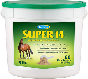 Farnam Super 14 Healthy Skin & Coat Supplement for Horses, Keeps Coats Shiny & Gleaming Year-Round 2.75 Pound, 44 Day Supply