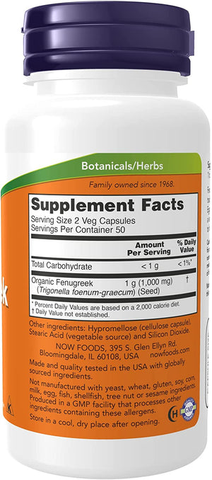 NOW Supplements, Fenugreek (Trigonella Foenum-Graecum) 500 Mg, Herbal Supplement, 100 Veg Capsules