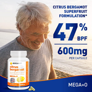 Bergamet Citrus Bergamot Superfruit Supplement, 80% Polyphenols, 1200Mg per Serving, 60 Capsules, 1 Month, Made in the USA