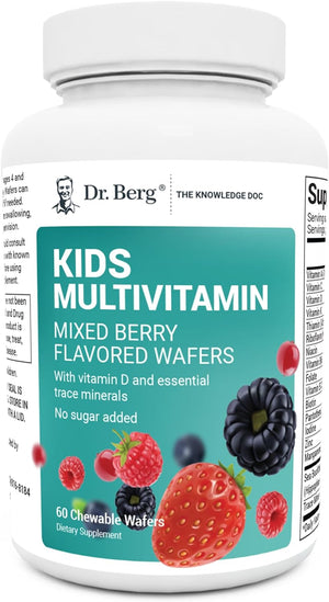 Dr. Berg Kids Chewable Multivitamins (NOT Sweetened W/Sugar) - Daily Multivitamin for Kids That Includes 20 Vital Nutrients & a Trace Mineral Complex - Mixed Berry Chewable Vitamins for Kids