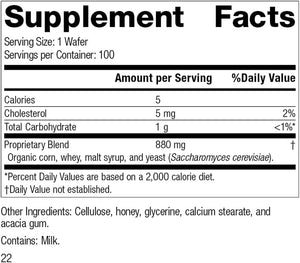 Standard Process Lactic Acid Yeast - Whole Food GI, Digestion and Digestive Health, Saccharomyces Cerevisiae - 100 Wafers
