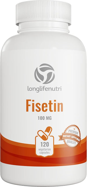 Fisetin Supplement 100Mg 120 Vegetarian Capsules | Natural Bioflavonoid Polyphenols | Aging and Longevity Powder Pills | Senolytic Sirtuin Activator | Energy Levels | Rhus Succedanea