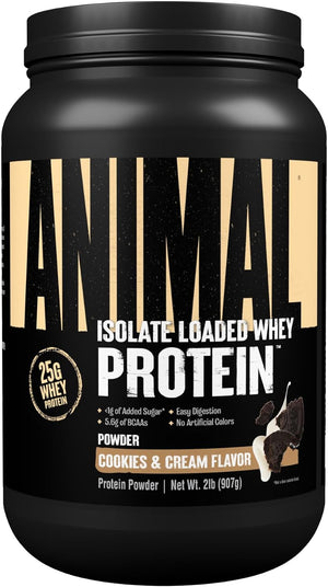 Animal Whey Isolate Protein Powder - Loaded for Pre & Post Workout Muscle Builder and Recovery with Digestive Enzymes for Men & Women - 25G Protein, Great Taste, Low Sugar - Brownie Batter 4 Lbs