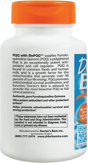 Doctor'S Best PQQ with Biopqq, Non-Gmo, Vegan, Gluten & Soy Free, 20 Mg, 30 Count