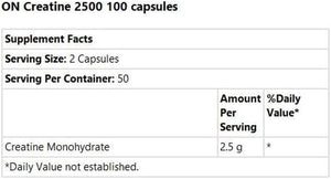 Optimum Nutrition Creatine 2500 Caps, 100 Capsules