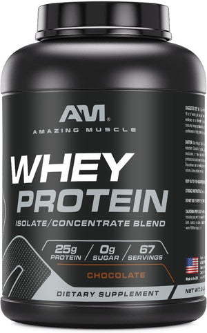 Amazing Muscle 100% Whey Protein Powder *Advanced Formula with Whey Protein Isolate as a Primary Ingredient along with Ultra Filtered Whey Protein Concentrate (Banana, 5 Lb)
