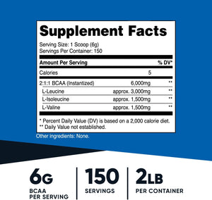 Nutricost BCAA Powder 2:1:1-150 Servings (Unflavored)