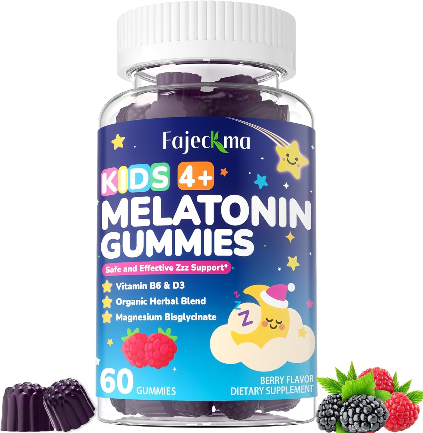 Melatonin Gummies Supplement for Kids: Chewable Sugar Free 1Mg 2Mg Melatonin Gummy plus Magnesium Zinc Vitamins B6 D3 L-Theanine - Kids Age 4+ Nighttime Zzz Aid Immunity Boost(120Count)