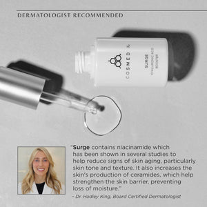 COSMEDIX Surge Hyaluronic Acid Booster - anti Aging, anti Wrinkle, Ultra Hydrating Face Moisturizer for Soft, Radiant Skin - Vitamin C Serum with Hyaluronic Acid Serum for Face, Niacinamide Serum