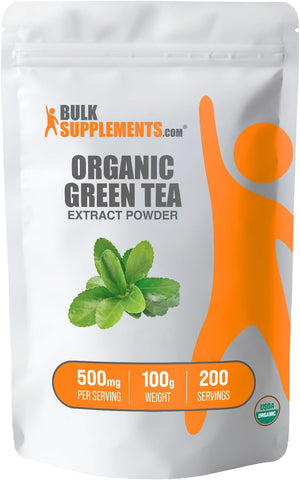 Bulksupplements.Com Organic Green Tea Extract Powder - Herbal Supplement, Green Tea Supplement, Green Tea Powder - Vegan & Gluten Free, 500Mg per Serving, 250G (8.8 Oz) (Pack of 1)