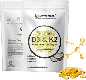 Vitamin D3 K2,K2 D3,Supplement Softgel,10000 IU VIT D3 + 200 MCG Vitamin K2,Microingredients Vitamin D3 K2,K2 D3 Vitamin Supplement,Micro Ingredients Vitamin D3 K2,300 Pcs., Yellow