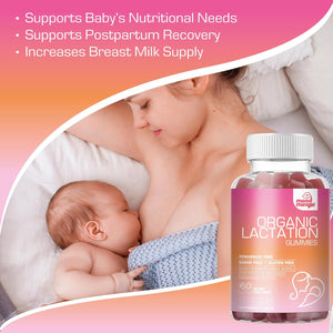 Lactation and Postpartum Support Gummies - with Blessed Thistle, Fennel Seed, Milk Thistle, Moringa, Sunflower Lecithin, Vitamin D3 & B12 - Increase Milk Supply Milk Production