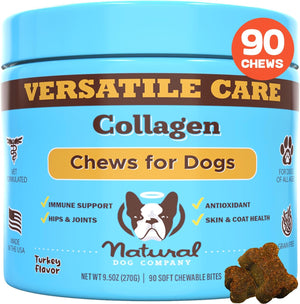 Natural Dog Company Skin & Coat Chews, Salmon & Peas Flavor, Dog Vitamins and Supplements for Healthy Skin & Coat, Itch Relief for Dogs with Allergies, with Biotin, Vitamin E, Omega 3, Antioxidant