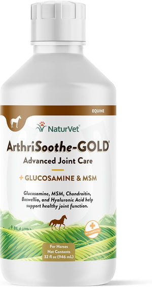 Naturvet Arthrisoothe-Gold Advanced Equine Glucosamine Joint Supplement Formula for Horses, Liquid, Made in the USA, 32 Ounce