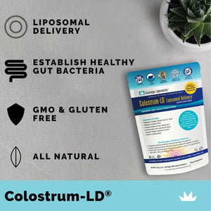 Colostrum-Ld Liposomal Delivery - Colostrum Powder - Gluten-Free, Lactose-Reduced - 34 Servings - Sovereign Laboratories - 6 Oz Vanilla
