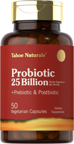 Prebiotic, Probiotic & Postbiotic | 25 Billion CFU | 50 Powder Pills | Men and Women'S Digestive Health | Vegetarian and Non-Gmo Supplement | Tahoe Naturals