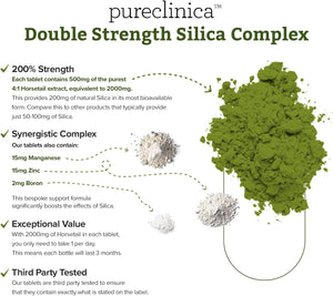 Double Strength Silica Complex – 3 Month Supply! (2000Mg Horsetail Extract X 90 Tablets)