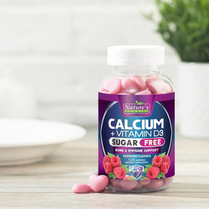 Sugar Free Calcium Gummy Bites plus 400 IU Vitamin D3, Bone Health & Immune Support, Supports Bone Strength - Chewable Calcium Nutrition Supplement, Non-Gmo, Berry Flavor Chews - 60 Gummies