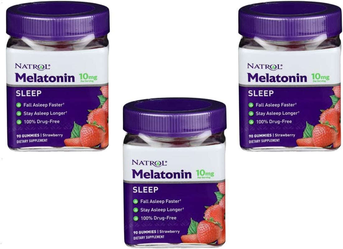 Natrol Melatonin 10 Mg Gummies Strawberry - 90 Ct, Pack of 3
