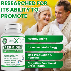 GENEX Spermidine Supplement (60 Vegan Capsules)-10Mg of Spermidine from Wheat Germ Extract, Autophagy Supplement for Healthy Aging & Cell Renewal, Non-Gmo, Gluten-Free