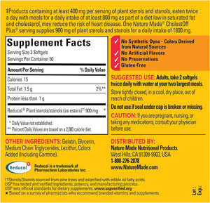 Nature Made Cholestoff Plus, Clinially Proven to Lower Cholesterol, 100 Softgels, 25 Day Supply
