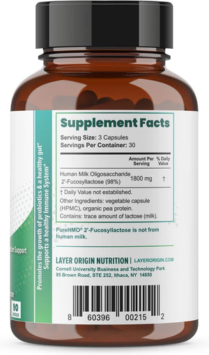 Layer Origin | Purehmo Human Milk Oligosaccharide (HMO 2'-FL) Prebiotic Powder - Feed 200 Billion Probiotics/Scoop, 45 Servings