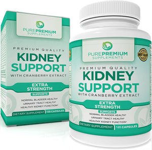 Purepremium Kidney Support Supplement for Men and Women - with Cranberry Extract to Support Urinary Tract, Normal Bladder Function and Supports Kidney'S Health - 4 Months Supply - 120 Capsules