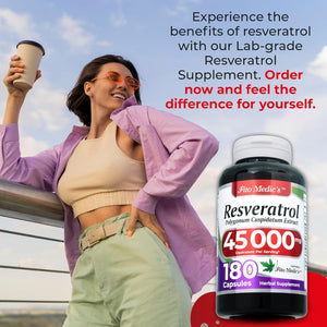 Lab | Resveratrol |180 Capsules | 45000 Mg | Resveratrol Supplement | Resveratrol Organic | Resveratrol Supplement Organic| Resveratrol Supplements | Resveratrol Capsules | Ultra High Absorption.